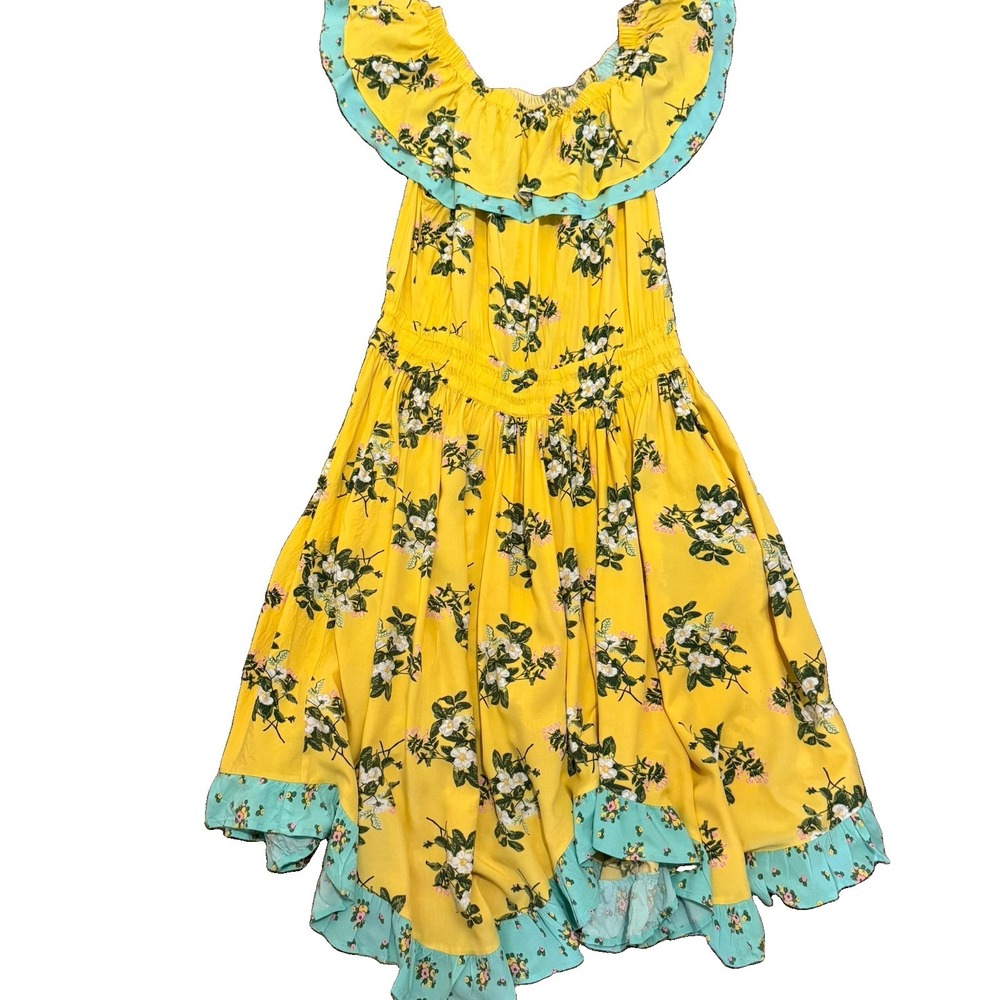 Matilda Jane Hooked On A Feeling Floral Midi Dress Off Shoulder Yellow Sz Large
